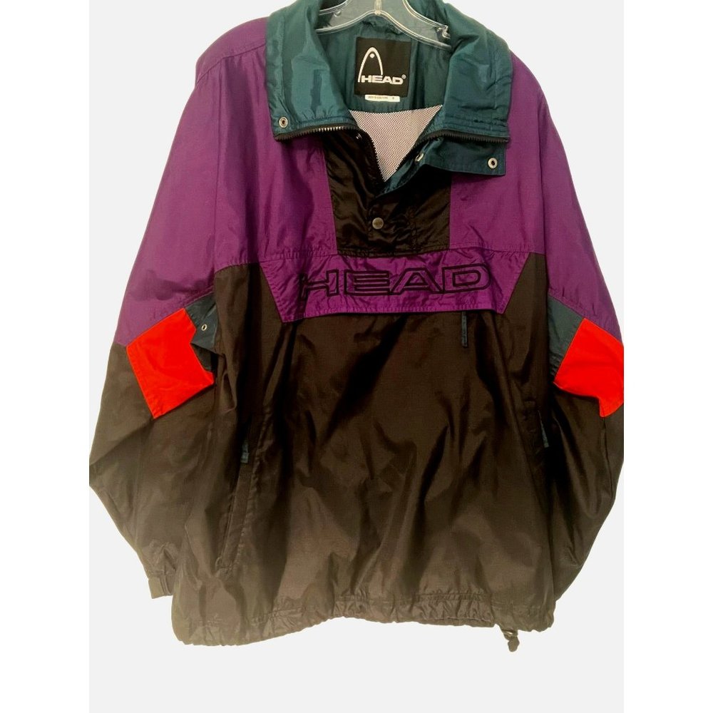 HEAD ATHLETIC WEAR WINDBREAKER PULLOVER JACKET MENS VINTAGE 1/4 ZIP M